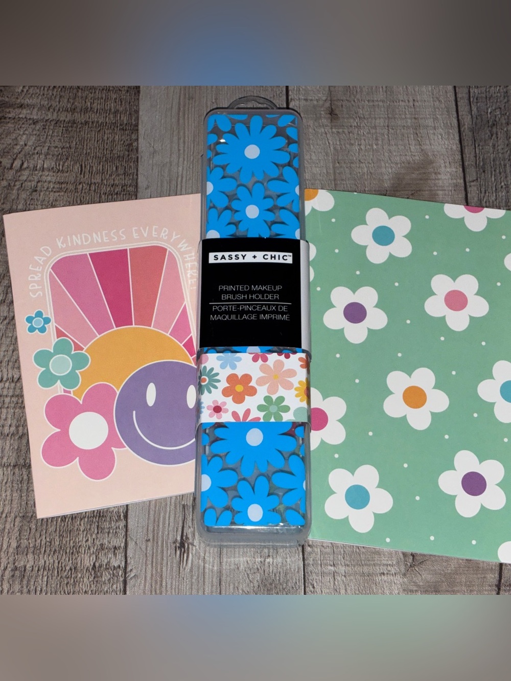 Sassy + Chic Blue Daisy Plastic Storage Box w/2 Notebooks